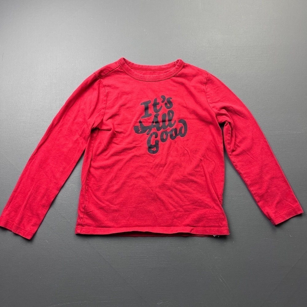 GAP Kids Boys Small Red Graphic Long Sleeve Cotton T-Shirt Casual Skater Graphic